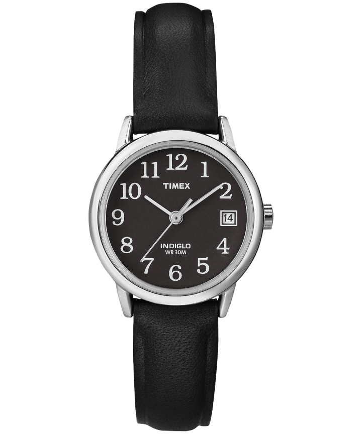 Easy Reader 25mm Leather Strap Watch Silver-Tone/Black large
