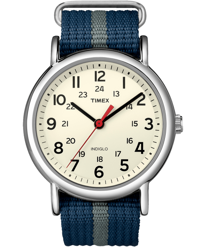 Weekender 38mm Fabric Strap Watch Silver-Tone/Blue/White large
