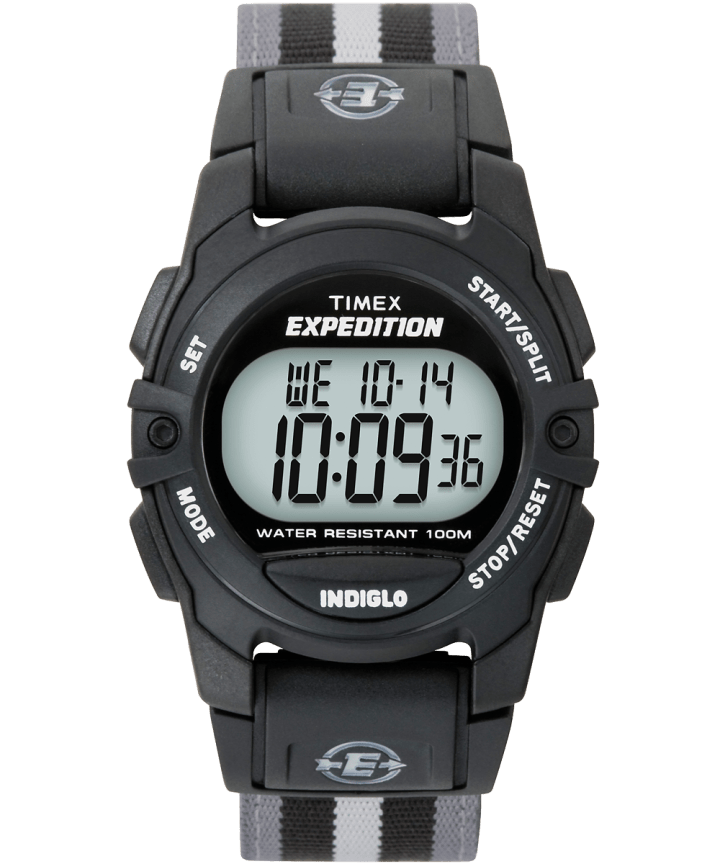 Expedition Chrono-Alarm-Timer 33mm Fabric Strap Watch Black/Gray large