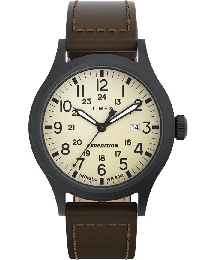 Expedition Scout 40mm Leather Strap Watch Black/Brown/Natural large