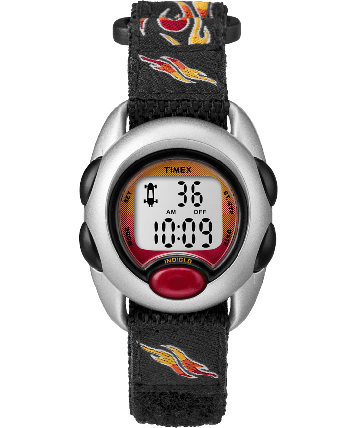 Kids Digital 34mm Fabric Fastwrap Strap Watch Silver-Tone/Black large