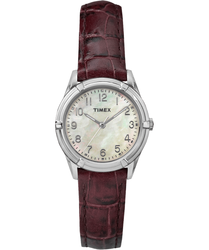Easton Avenue Mother of Pearl 27mm Leather Strap Watch Silver-Tone/Brown/Mother-of-Pearl large