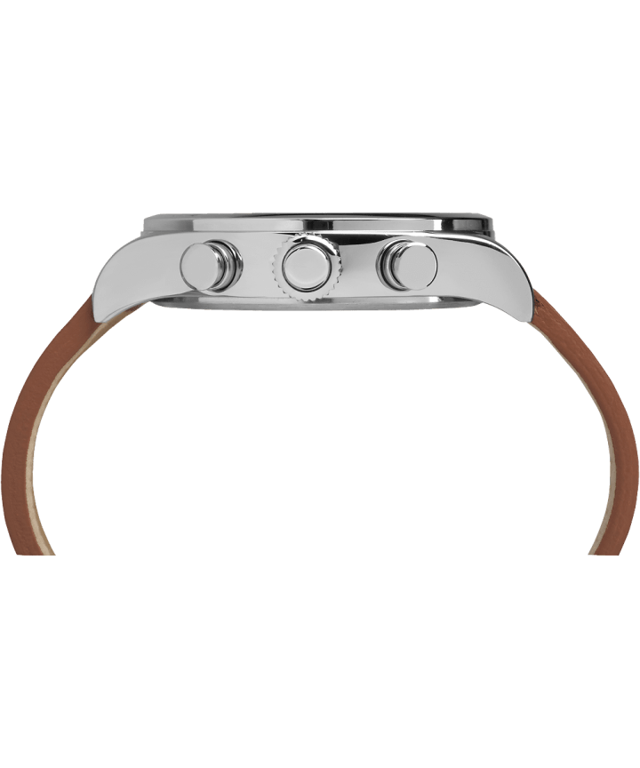 Waterbury Traditional Chronograph 42mm Leather Strap Watch Stainless-Steel/Brown/Black large