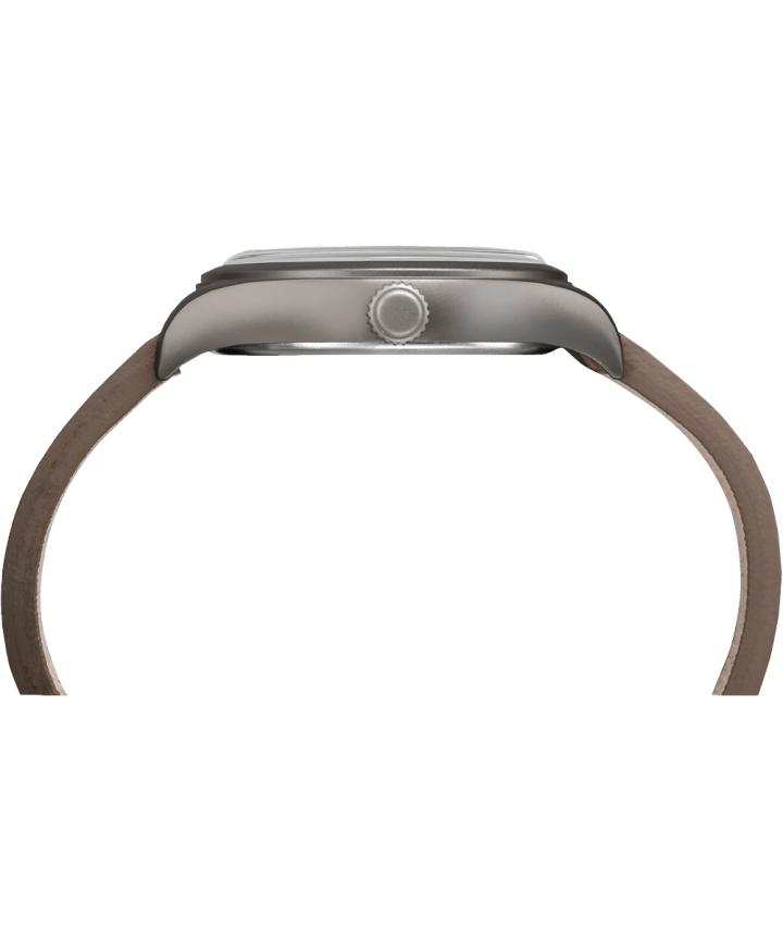 Waterbury Traditional 38mm Leather Strap Watch Gunmetal/Brown/Blue large