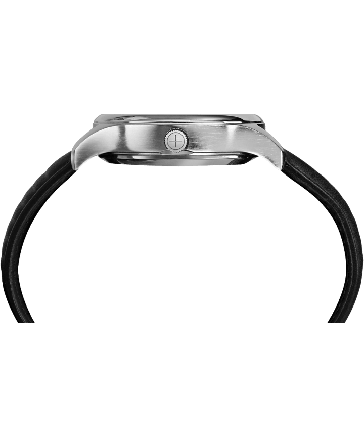iQ+ Move 41mm Leather Strap Watch Silver-Tone/Black large