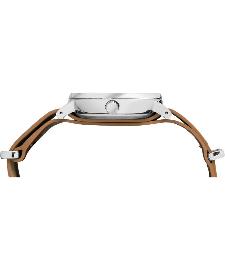 Fairfield 37mm Leather Strap Watch Chrome/Tan/Blue large