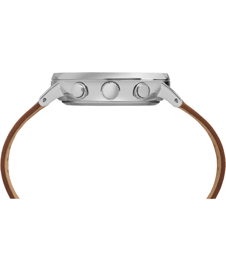 Fairfield Chronograph 41mm Leather Strap Watch Silver-Tone/Tan/White large