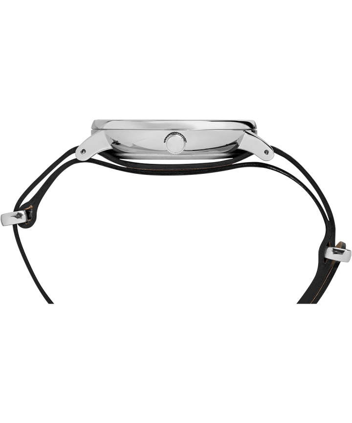 Southview 41mm Leather Strap Watch Silver-Tone/Black large
