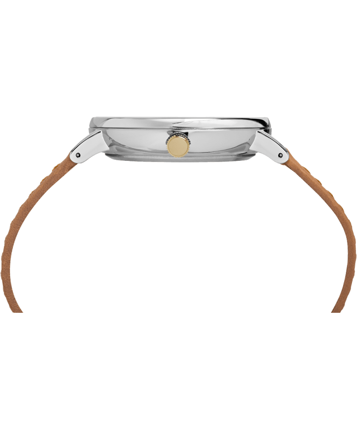 Southview Multifonction 41 mm, grande, bracelet en cuir ton argent/havane/bleu