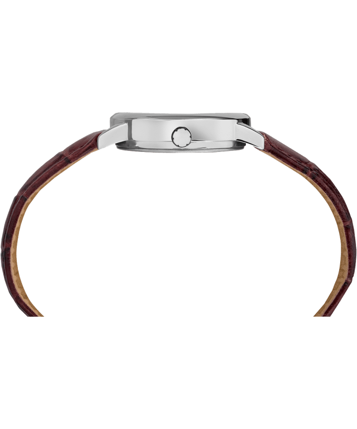Easy Reader 25mm Leather Strap Watch Silver-Tone/Brown/White large