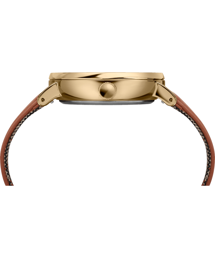 Fairfield Sub-Second 41mm Leather Strap Watch Gold-Tone/Brown/Cream large