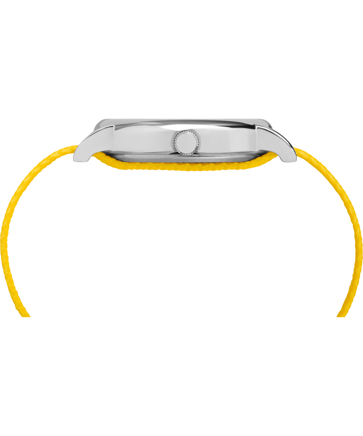 Zegarek Timex x Peanuts - Charlie Brown z kopertą 38 mm i materiałowym paskiem Silver-Tone/Yellow/White large