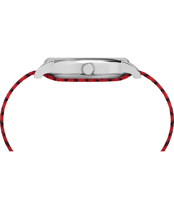 Timex x Peanuts - Orologio Linus da 38 mm con cinturino in tessuto Silver-Tone/Red/White large