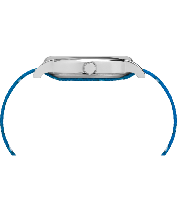 Timex x Peanuts - Lucy 38mm Fabric Strap Watch Silver-Tone/Blue/White large