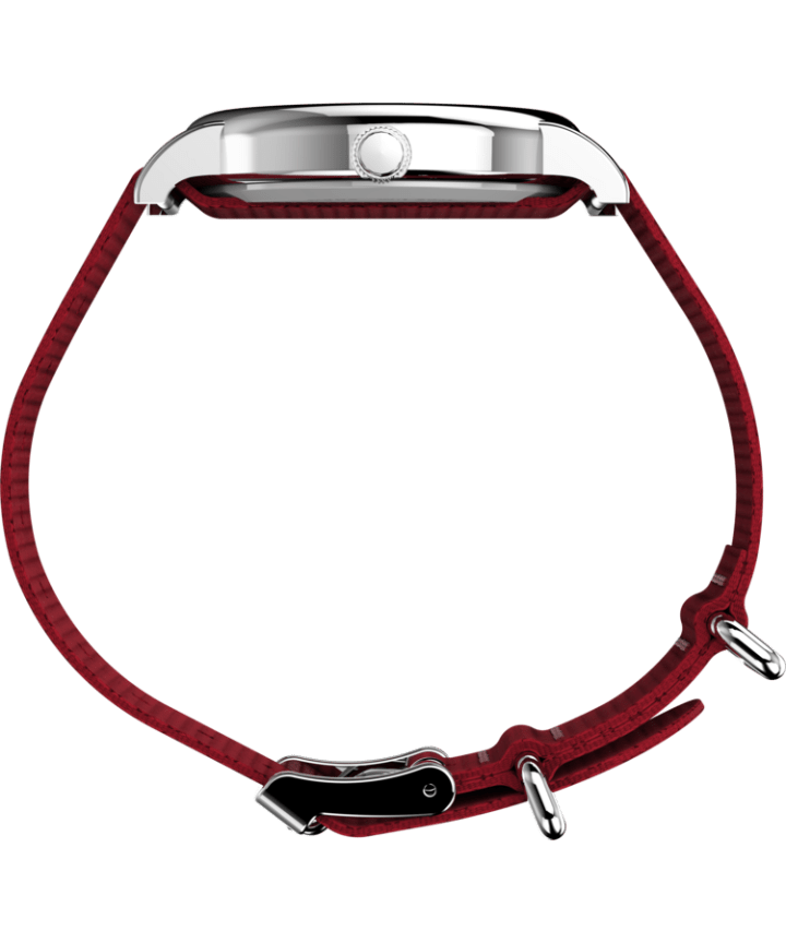 Timex x Peanuts - Orologio Snoopy da 38 mm con cinturino in tessuto Silver-Tone/Red/White large
