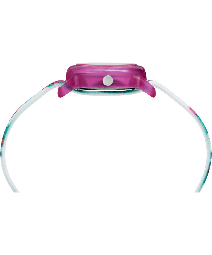 Timex x Peanuts - Snoopy i Kwiaty z kopertą 28 mm i paskiem z elastycznego materiału Pink/White large