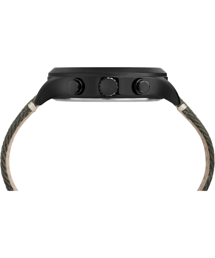 Waterbury World Time 43 mm con cinturino in tessuto Stainless-Steel/Black/Green large