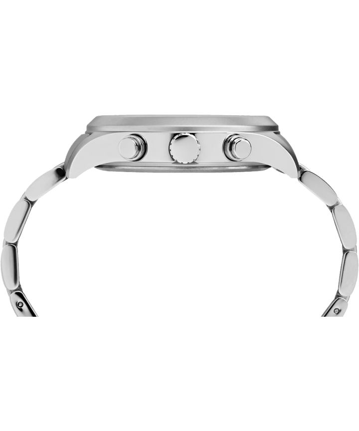 Waterbury World Time aus Edelstahl, 43 mm Stainless-Steel/Cream large