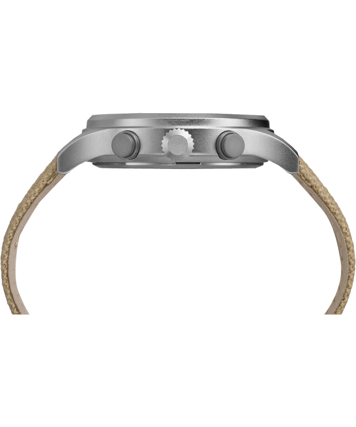 Allied Chronographe 42 mm grande, bracelet en tissu ton argent/havane/naturel