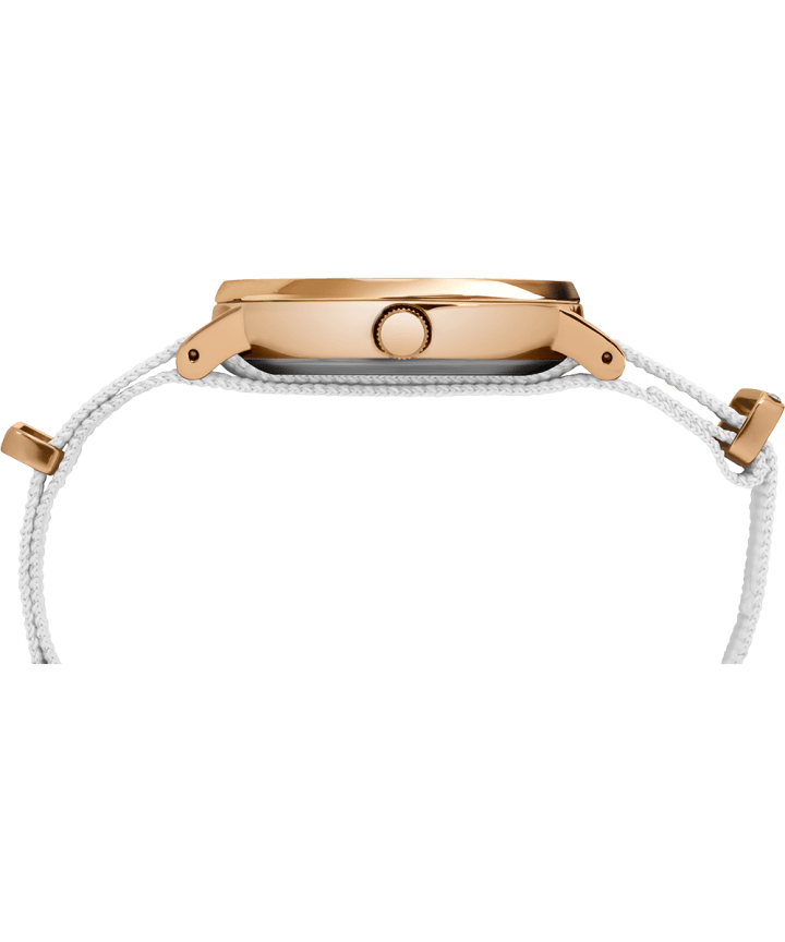 Fairfield Crystal 37mm Fabric Strap Watch Rose-Gold-Tone/White large