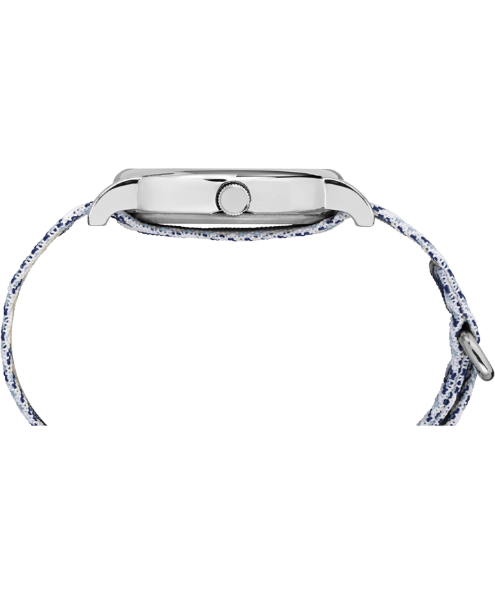 Weekender Chevron 38mm Fabric Strap Watch Chrome/Blue/Cream large