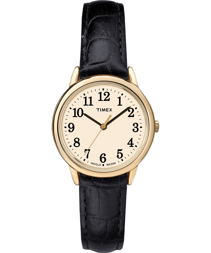 Easy Reader 30mm Leather Strap Watch Gold-Tone/Black/Cream large