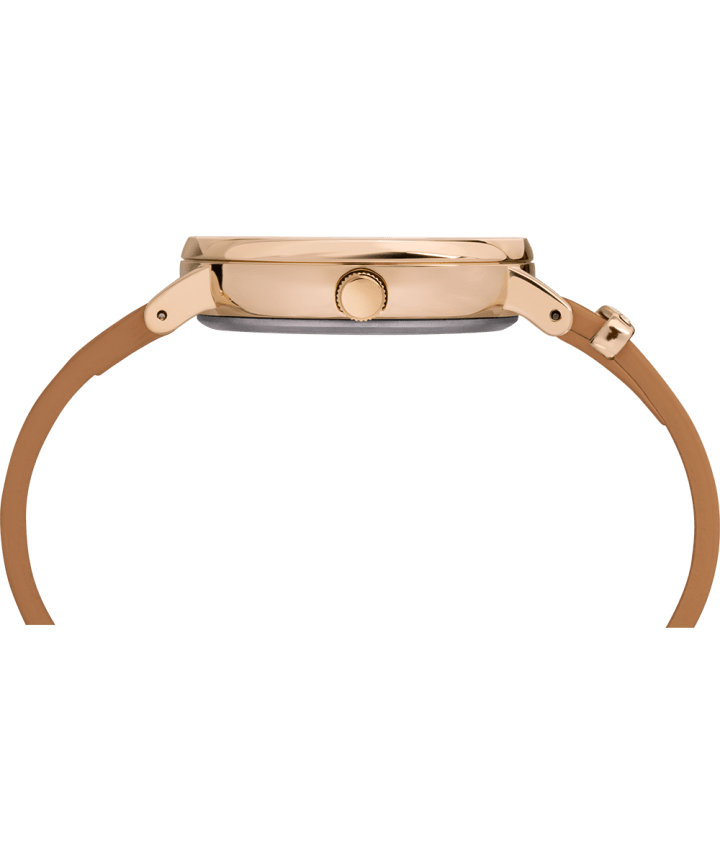 Fairfield Crystal mit Swarovski®-Kristallen und Lederarmband, 37 mm Rose-Gold-Tone/Tan/Cream large