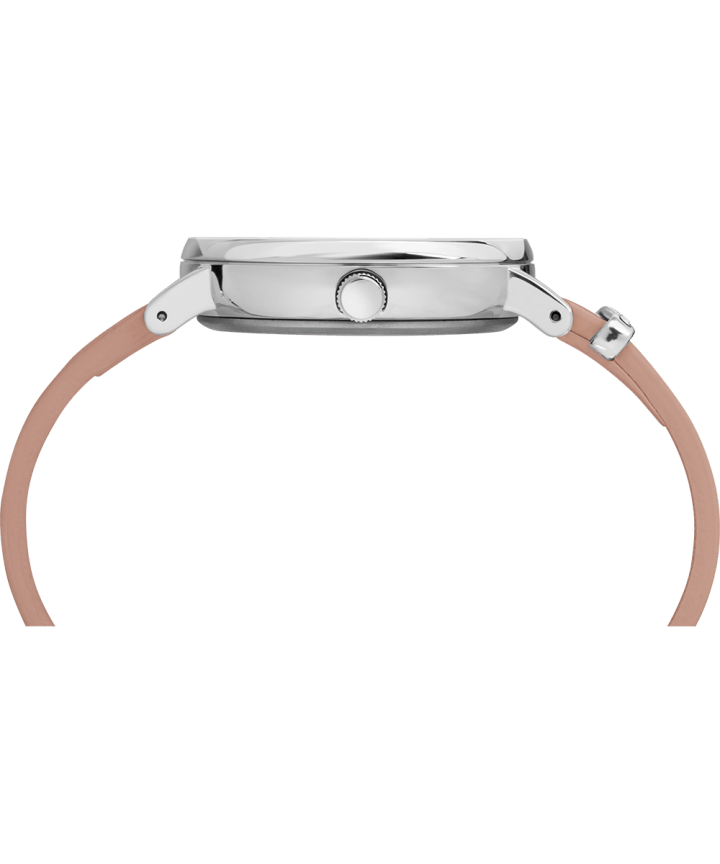 Fairfield Crystal With Swarovski® Crystals 37mm Leather Strap Watch Silver-Tone/Pink/White large
