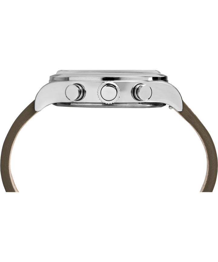 Chronograph Numbered Dial 42mm Leather Watch in Green - Side View
