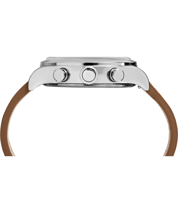 Chronograph Numbered Dial 42mm Leather Watch in Tan - Side View