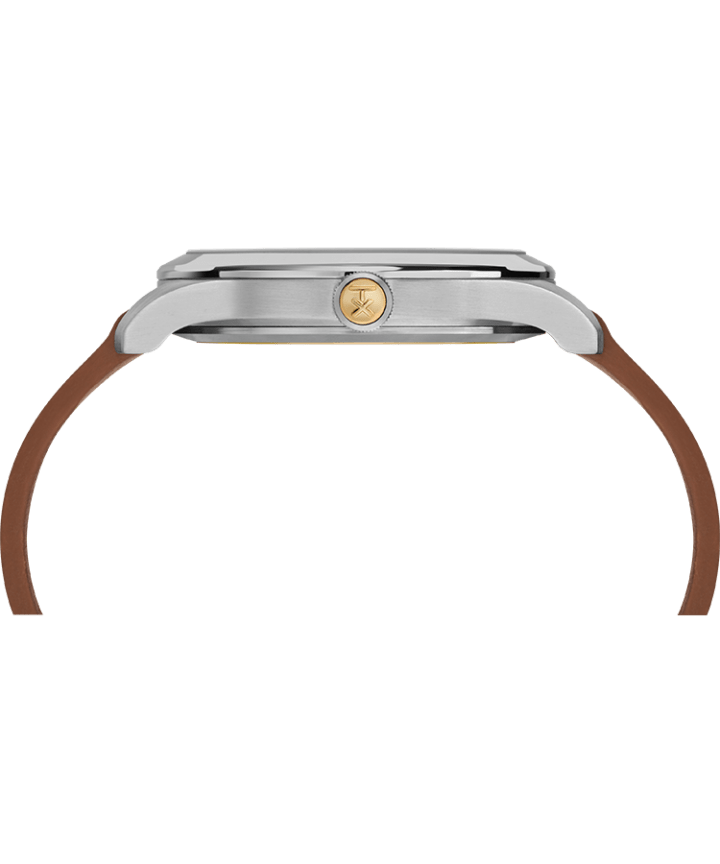 American Documents® 41mm Leather Strap Watch Stainless-Steel/Brown/Blue large