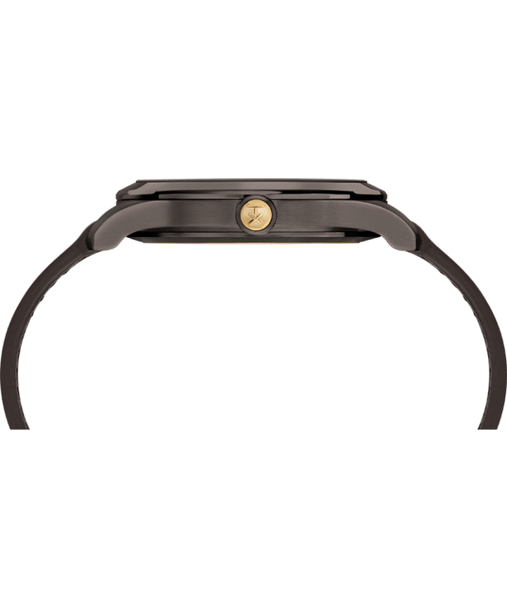 American Documents® 41mm Leather Strap Watch Gunmetal/Brown/Black large