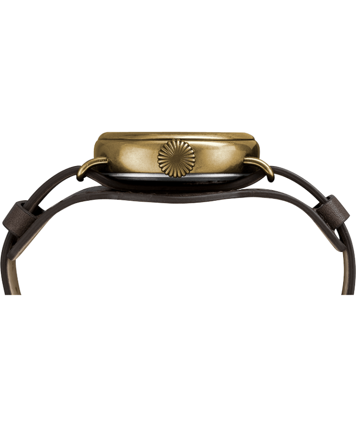 Welton 38mm Leather Strap Watch Bronze-Tone/Brown/Cream large