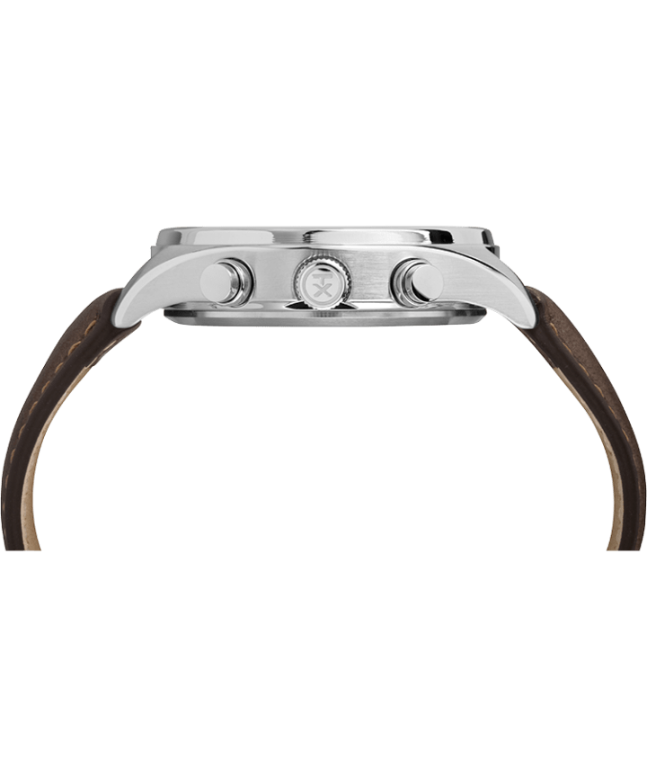 Waterbury Traditional Chronograph 42mm Leather Strap Watch Stainless-Steel/Brown/Tan large