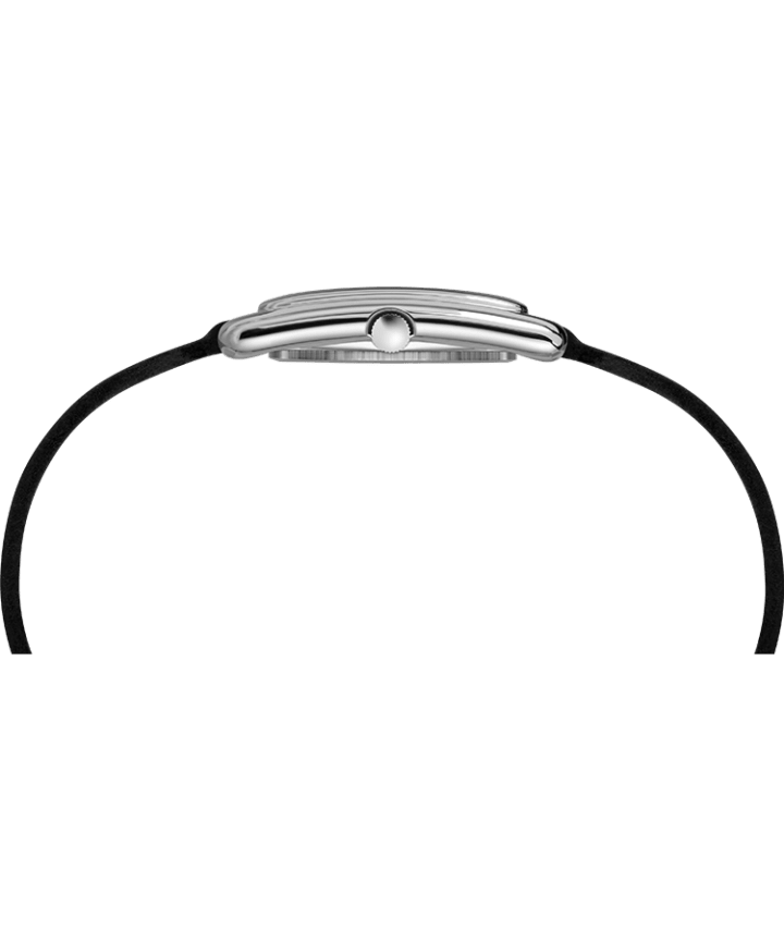 Addison 25mm Double Wrap Leather Strap Watch Chrome/Black large