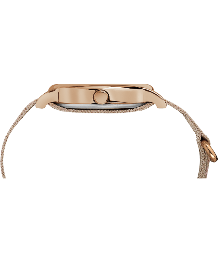 Weekender 38mm Metallic Striped Fabric Strap Watch Rose-Gold-Tone/Pink/Cream large