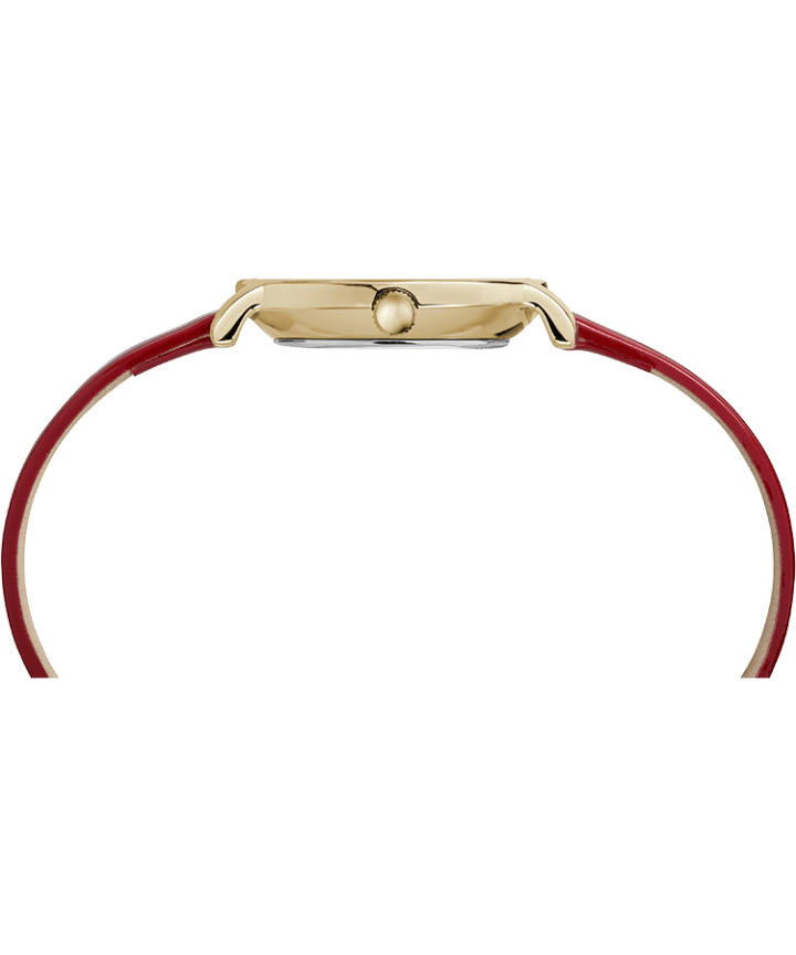 Milano Oval 24mm Patent Leather Strap Watch Gold-Tone/Red/Silver-Tone large