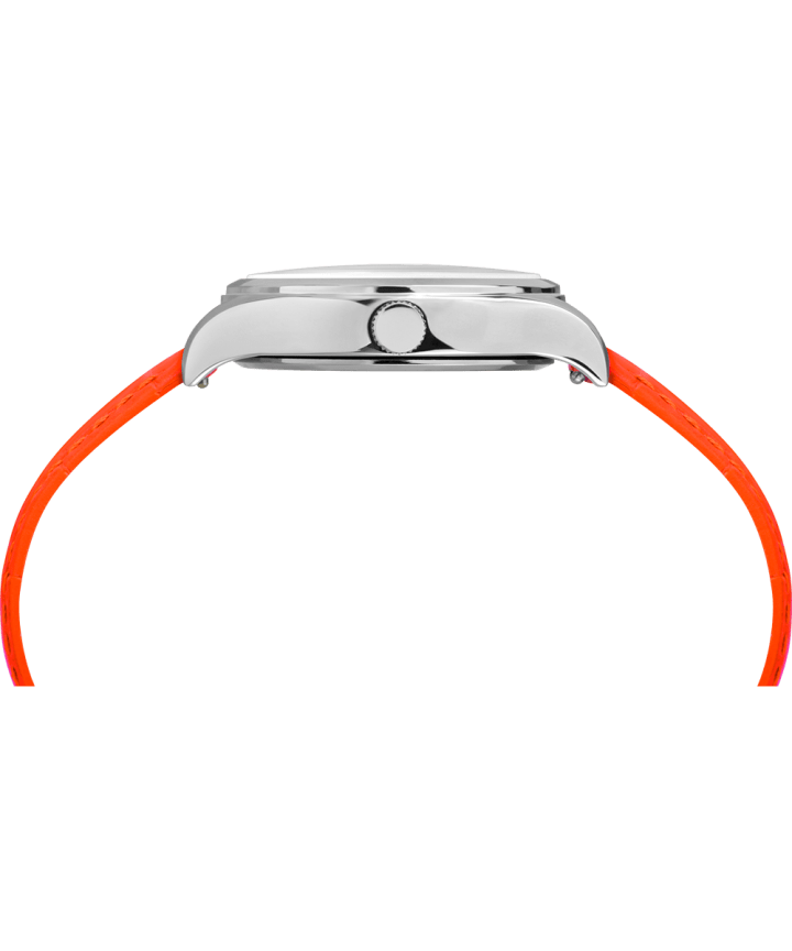 WATERBURY NEON WOMENS 34MM LEATHER STRAP WATCH Silver-Tone/Orange/White large