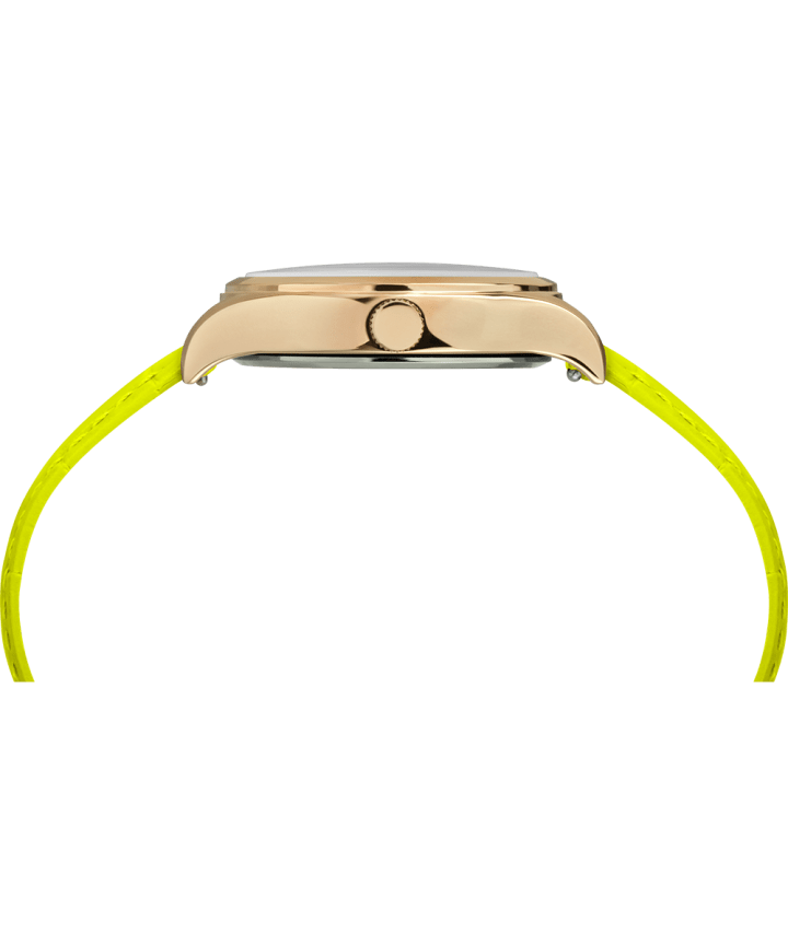 WATERBURY NEON WOMENS 34MM LEATHER STRAP WATCH Gold-Tone/Green/White large