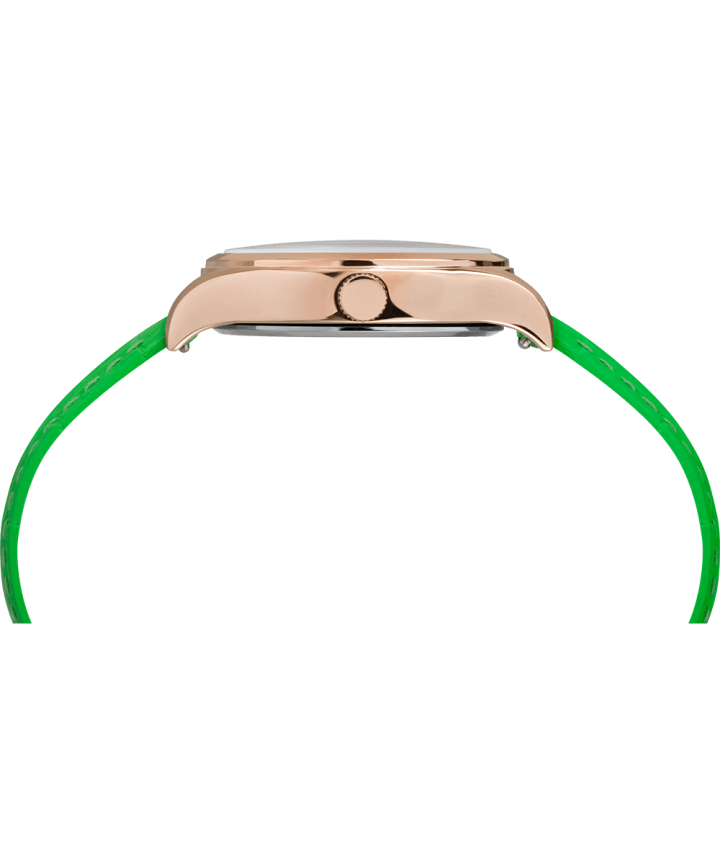 WATERBURY NEON WOMENS 34MM LEATHER STRAP WATCH Rose-Gold-Tone/Green/White large