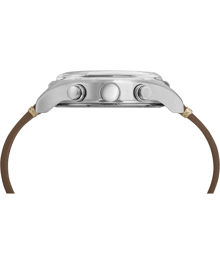 MK1 Steel Chronograph 42mm Leather Strap Watch Silver-Tone/Brown/Natural large