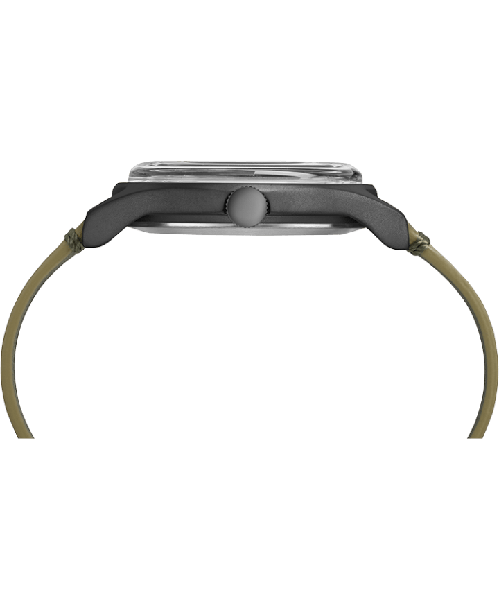 MK1 Steel 40mm Leather Strap Watch Gray/Green/Black large