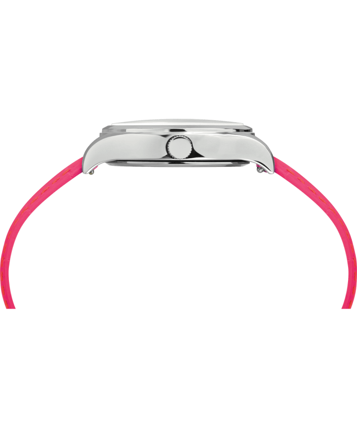 WATERBURY NEON WOMENS 34MM LEATHER STRAP WATCH Silver-Tone/Pink/White large