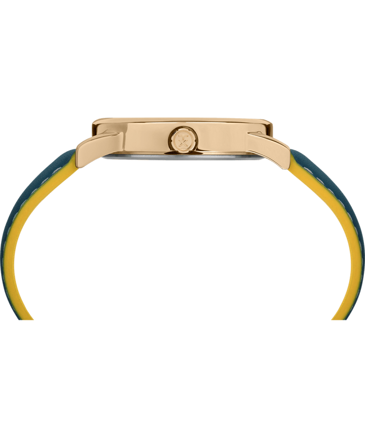 Easy Reader Color Pop 38mm Leather Strap Watch Gold-Tone/Blue/Cream large
