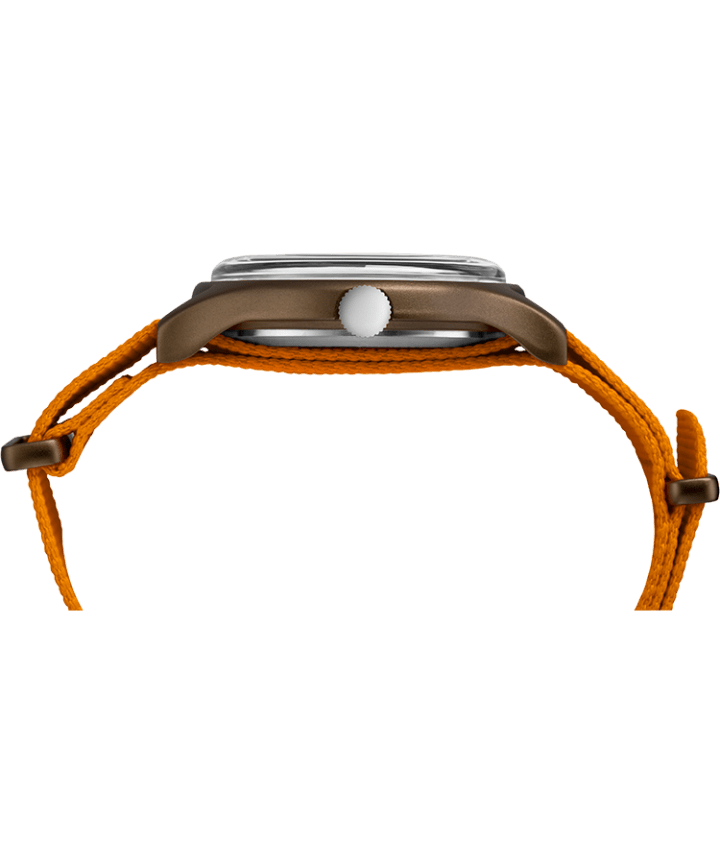 MK1 Aluminum 40mm Fabric Strap Watch Green/Orange/Black large