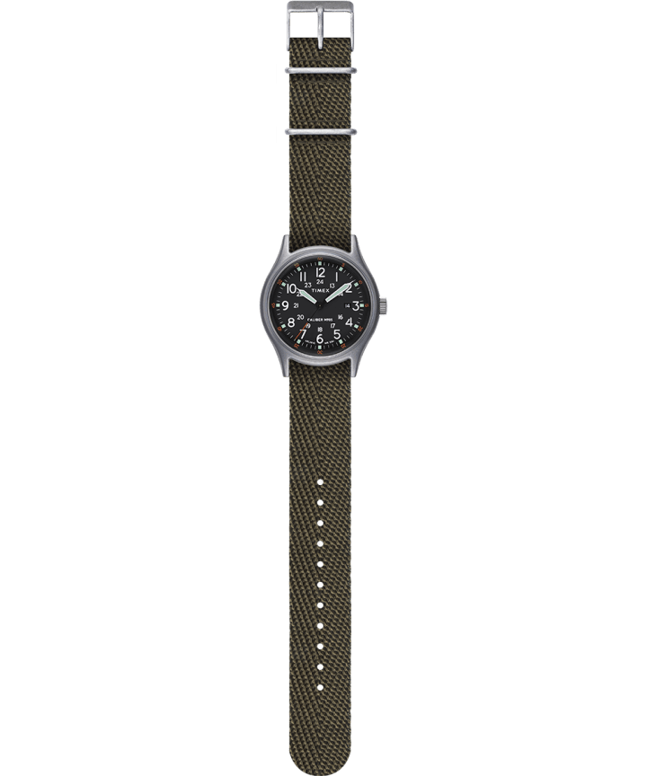 MK1 40mm Fabric Strap Watch Silver-Tone/Green/Black large