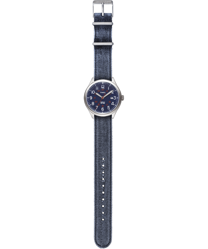 Waterbury United 38mm Stonewashed Fabric Strap Watch Stainless-Steel/Blue large