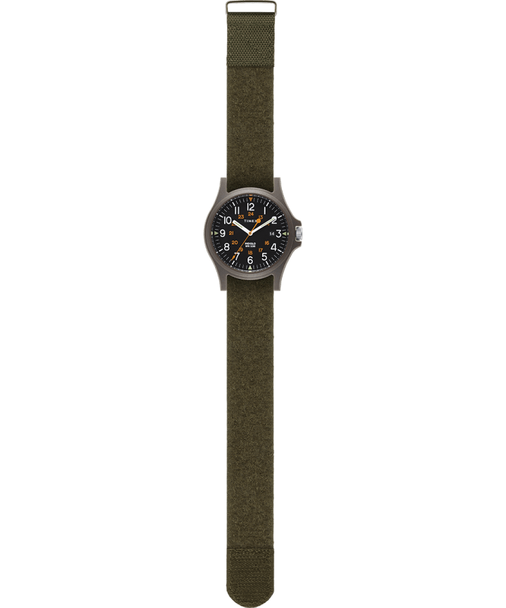 Acadia 40mm Hook-and-Loop Fabric Strap Watch Green/Black large