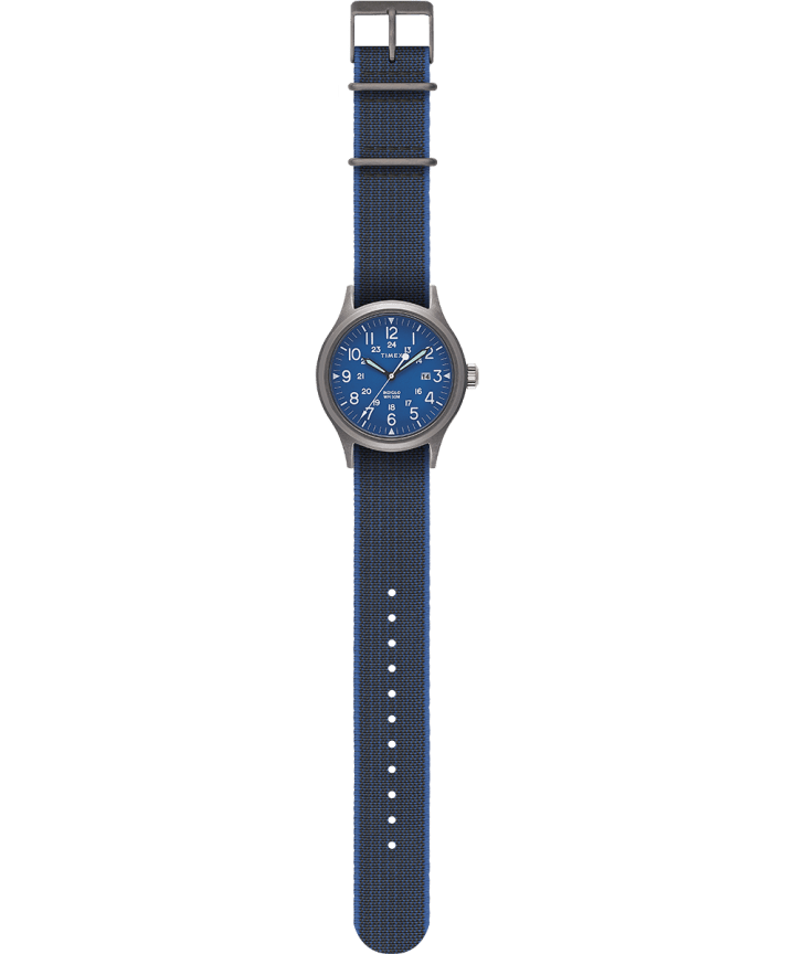 Allied 40mm Elastic Fabric Strap Watch Silver-Tone/Black large
