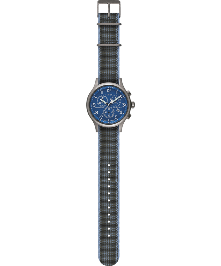 Allied Chronograph 42mm Elastic Fabric Strap Watch Silver-Tone large